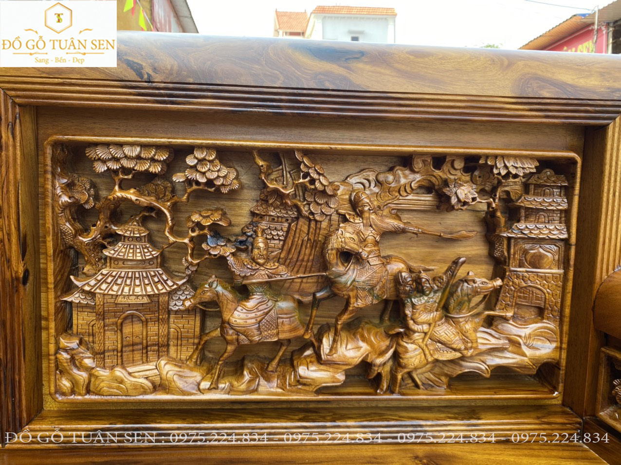 Thông tin kich thước bộ  trường kỷ chạm tích  gỗ gụ ta